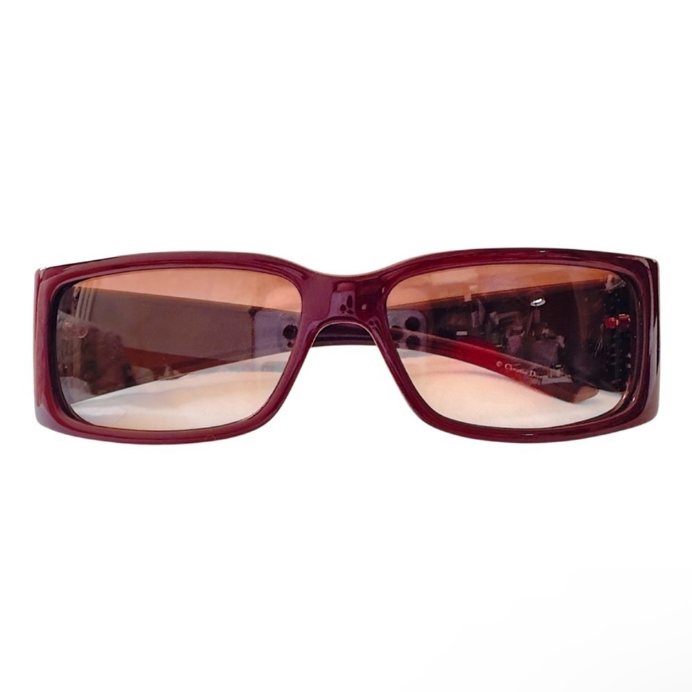 VTG Y2K DIOR ClassicDior 2 Burgundy Sunglasses Brown Gradient Lens CQJNF NWOT - Picture 9 of 16